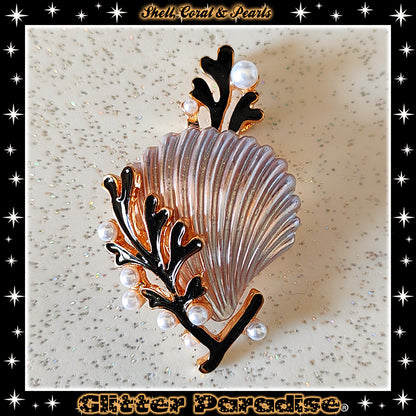 Broche : Seashell, Coral and Pearls