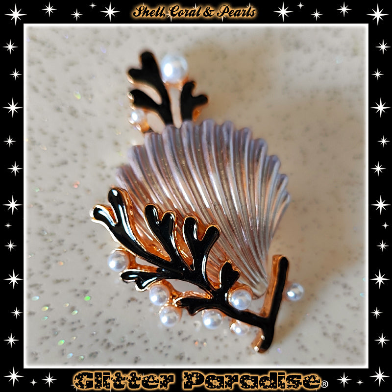Broche : Seashell, Coral and Pearls