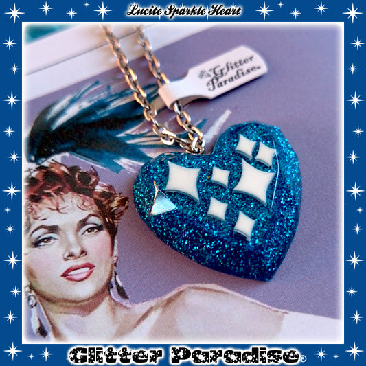 Necklace: Lucite Sparkle Heart