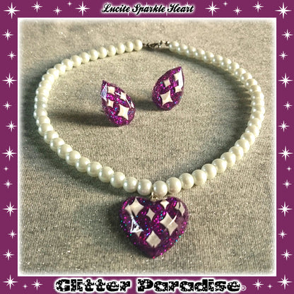Set: Lucite Sparkle Heart & Drop