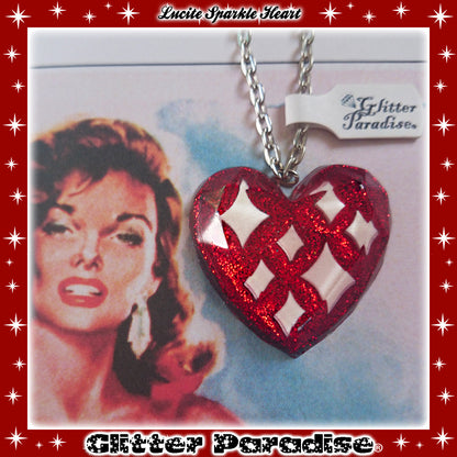 Necklace: Lucite Sparkle Heart