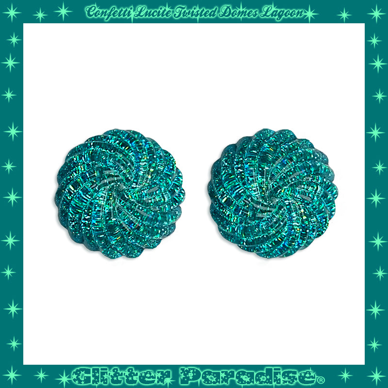Earrings: Confetti Lucite Twisted Domes Dust
