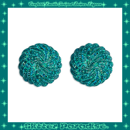 Earrings: Confetti Lucite Twisted Domes Dust