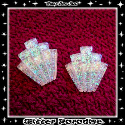 Earrings: Giant Confetti Lucite Deco Shell Tinsel