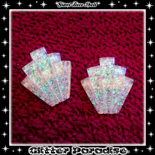 Earrings: Giant Confetti Lucite Deco Shell Tinsel