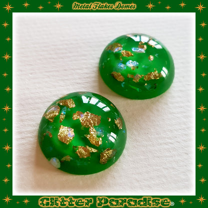 Earrings: Gold Flakes Lucite Dômes