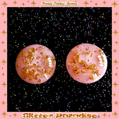 Earrings: Gold Flakes Lucite Dômes