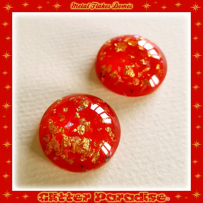 Earrings: Gold Flakes Lucite Dômes