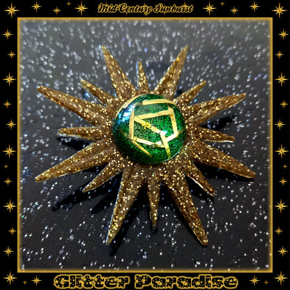 Brooch: Mid-Century Modern Sunburst Bars