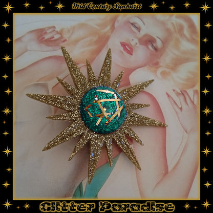 Brooch: Mid-Century Modern Sunburst Bars