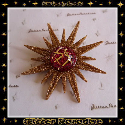 Brooch: Mid-Century Modern Sunburst Bars