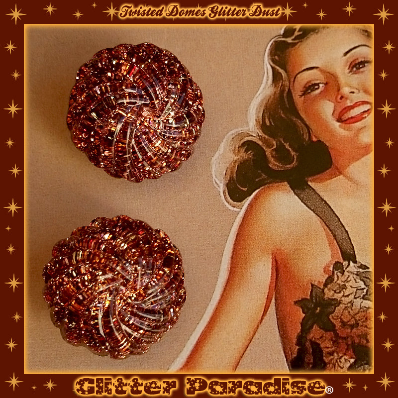 Earrings: Confetti Lucite Twisted Domes Dust