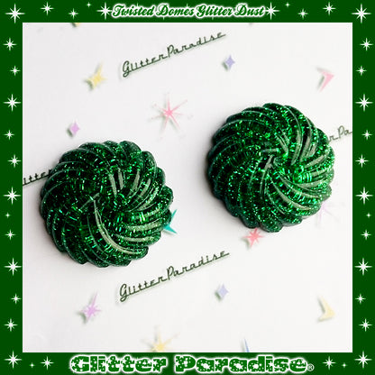 Earrings: Confetti Lucite Twisted Domes Dust
