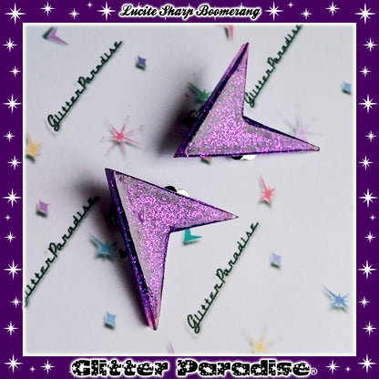 Earrings: Lucite Sharp Boomerang