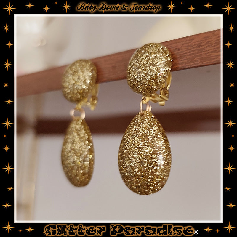 Pendientes: Lucite Baby Dome and Teardrop