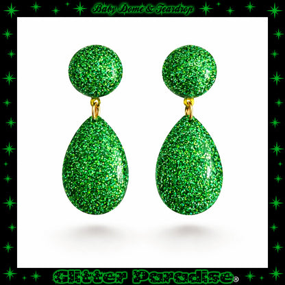 Pendientes: Lucite Baby Dome and Teardrop