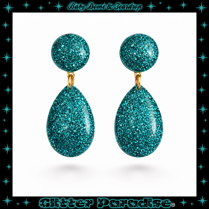 Pendientes: Lucite Baby Dome and Teardrop