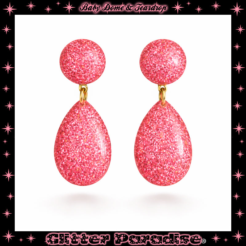 Pendientes: Lucite Baby Dome and Teardrop
