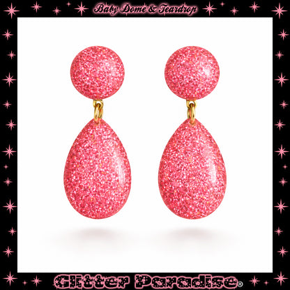 Pendientes: Lucite Baby Dome and Teardrop