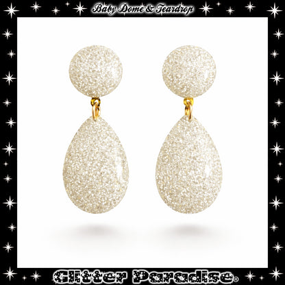 Pendientes: Lucite Baby Dome and Teardrop