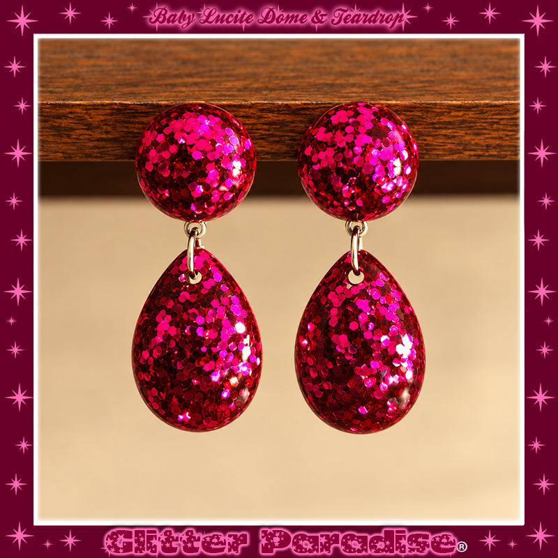 Boucles d'Oreilles : Lucite Baby Dome and Teardrop Dots