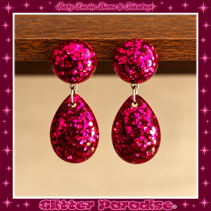 Boucles d'Oreilles : Lucite Baby Dome and Teardrop Dots