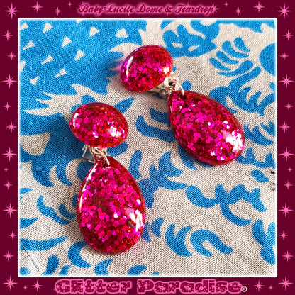 Boucles d'Oreilles : Lucite Baby Dome and Teardrop Dots
