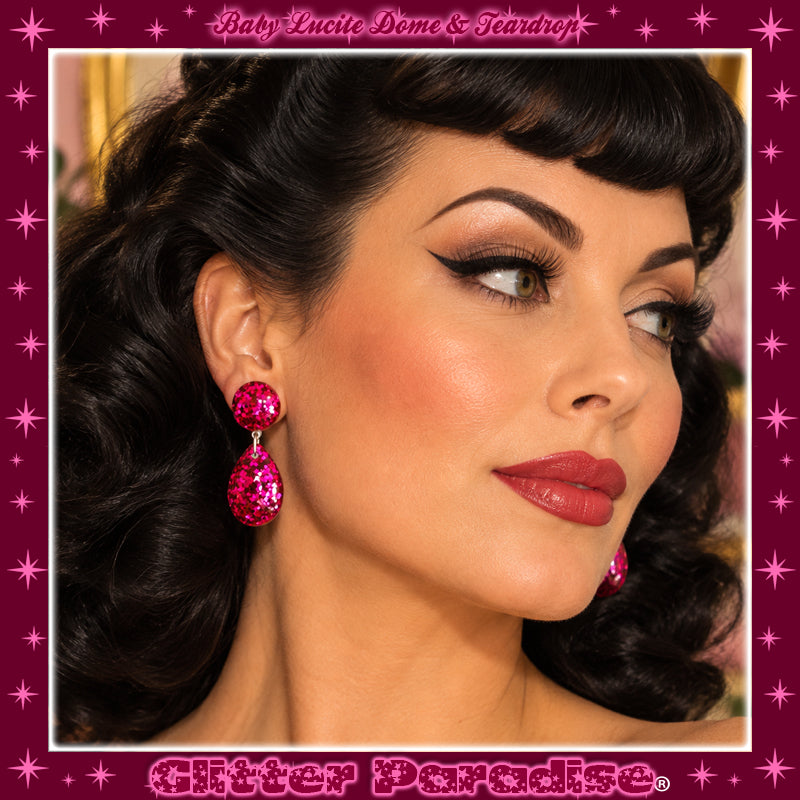 Boucles d'Oreilles : Lucite Baby Dome and Teardrop Dots
