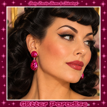 Boucles d'Oreilles : Lucite Baby Dome and Teardrop Dots