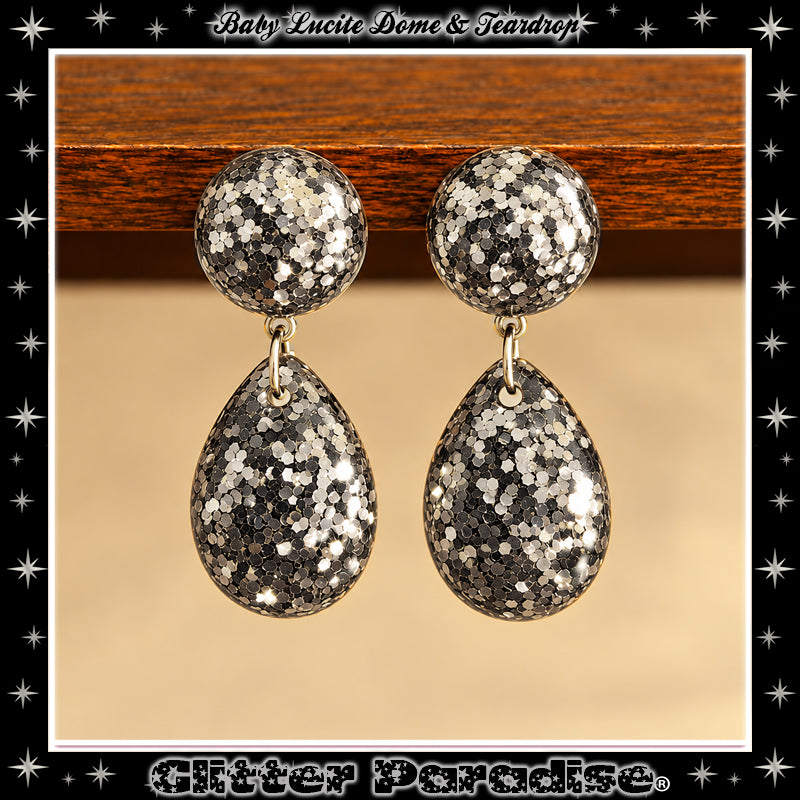 Boucles d'Oreilles : Lucite Baby Dome and Teardrop Dots