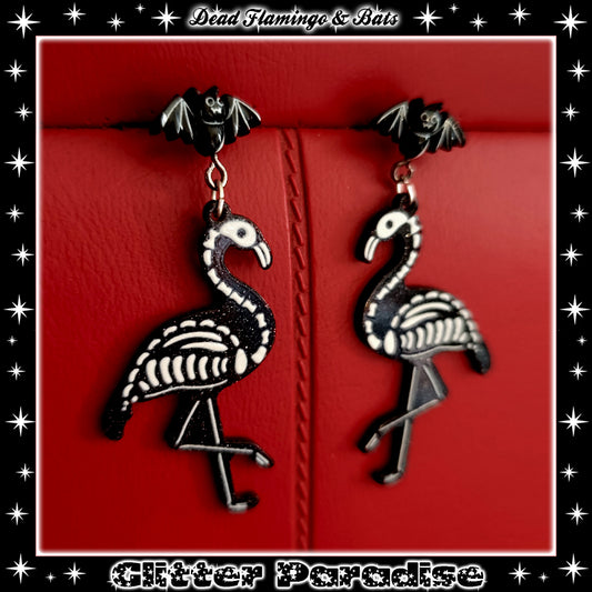 Earrings: Dead Flamingos and Bats