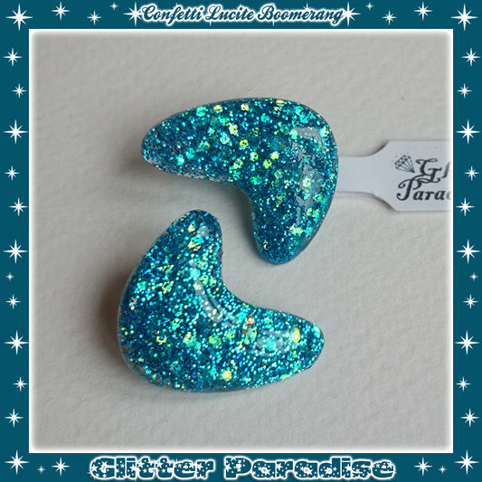 Earrings: Confetti Lucite Boomerang Dust Dots
