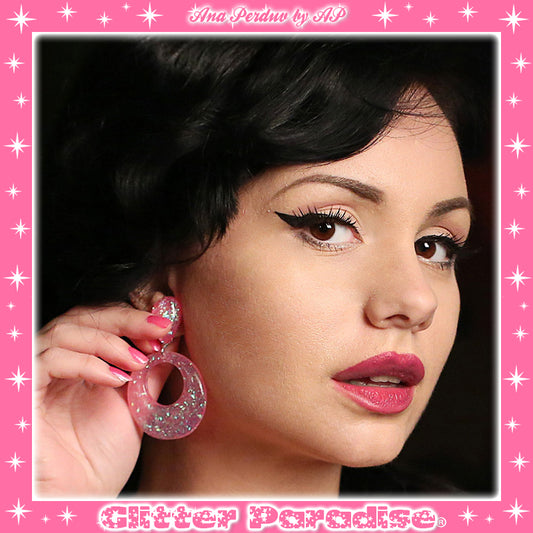 Earrings: Confetti Lucite Hoops and Drops Tinsel