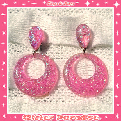 Earrings: Confetti Lucite Hoops and Drops Tinsel