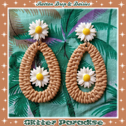 Boucles d'oreilles: Rattan Drop & Daisies