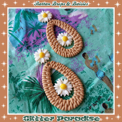 Boucles d'oreilles: Rattan Drop & Daisies