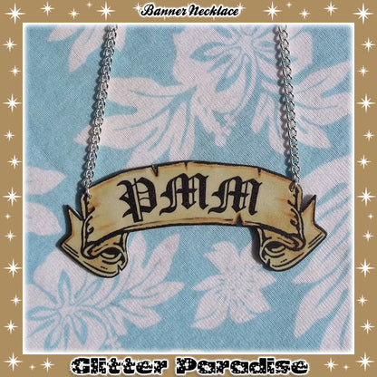 Necklace: Banner with "Your Text"