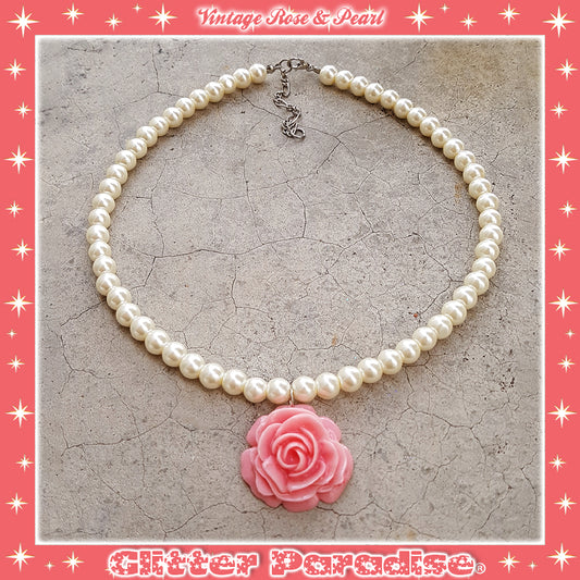 Collar: Vintage Rose and Pearls