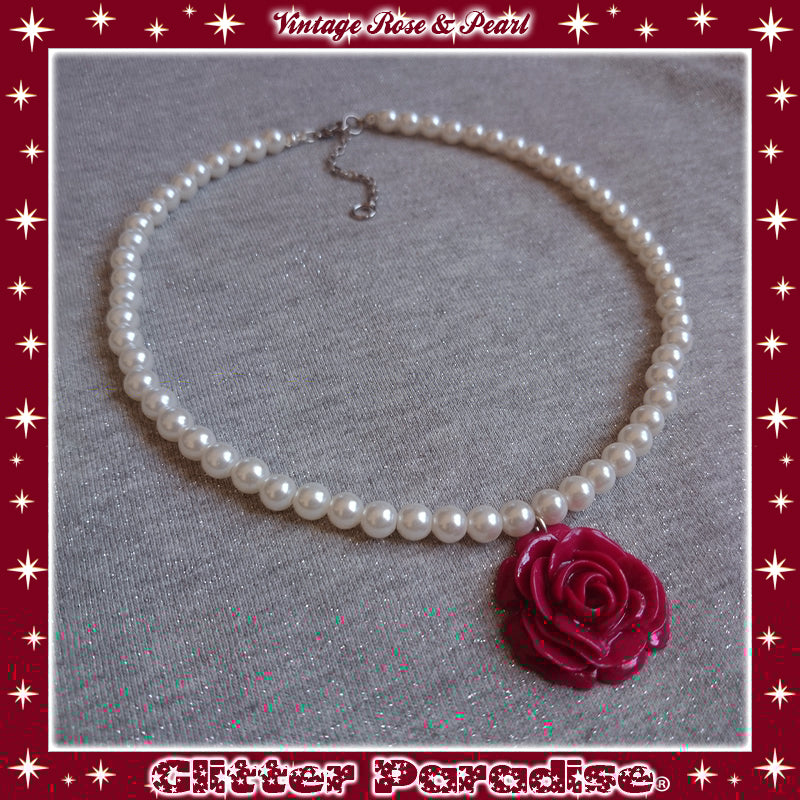 Collar: Vintage Rose and Pearls