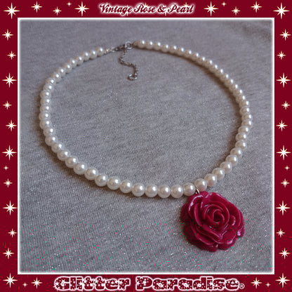 Collar: Vintage Rose and Pearls