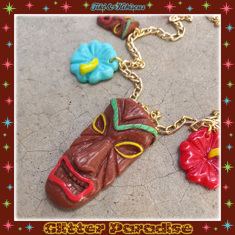 Necklace: Tiki and Hibiscus
