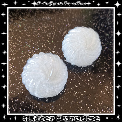 Earrings: Confetti Lucite Twisted Domes Dust