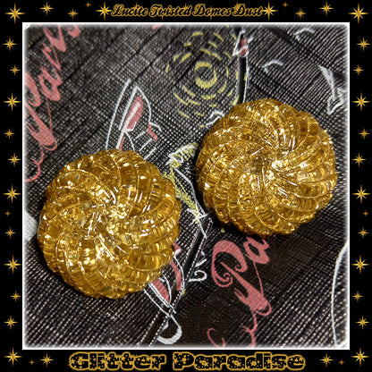 Earrings: Confetti Lucite Twisted Domes Dust