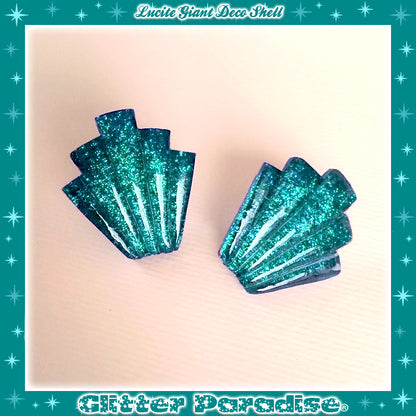 Earrings: Giant Confetti Lucite Deco Shell