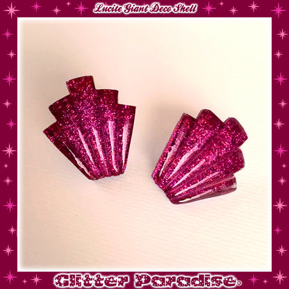 Earrings: Giant Confetti Lucite Deco Shell