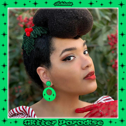 Pendientes: Atomic Retro Hoops & Dômes White Sparks
