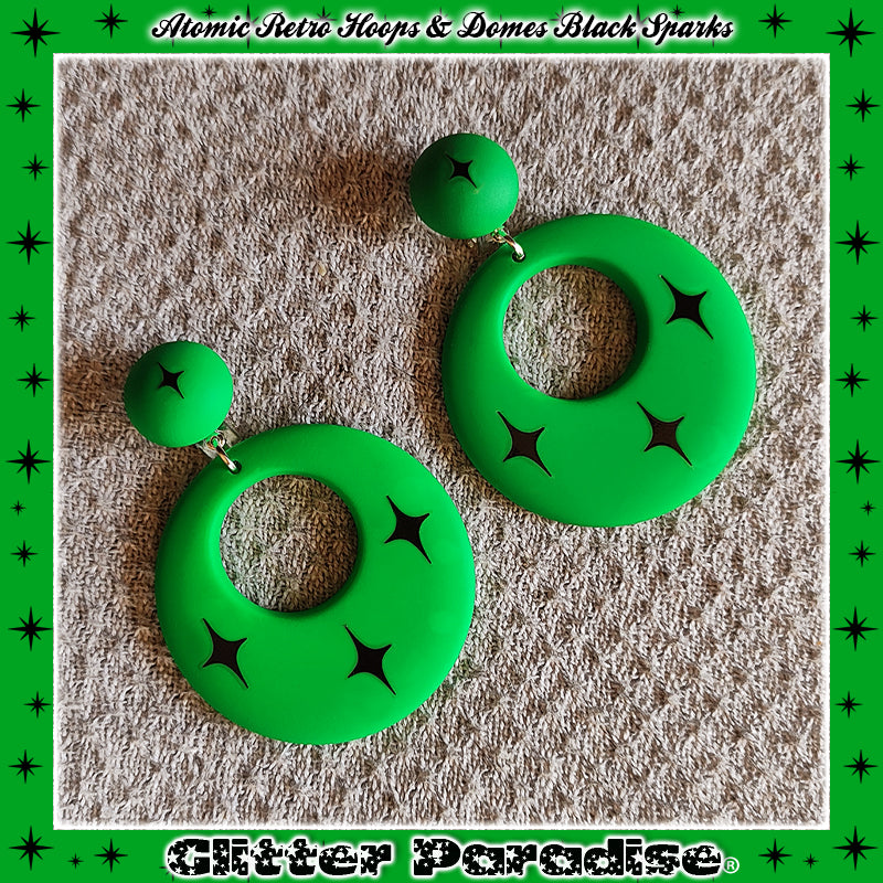 Pendientes: Atomic Retro Hoops & Dômes Black Sparks