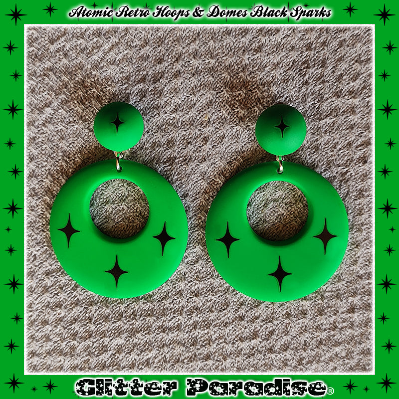 Pendientes: Atomic Retro Hoops & Dômes Black Sparks