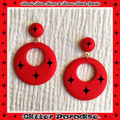 Pendientes: Atomic Retro Hoops & Dômes Black Sparks