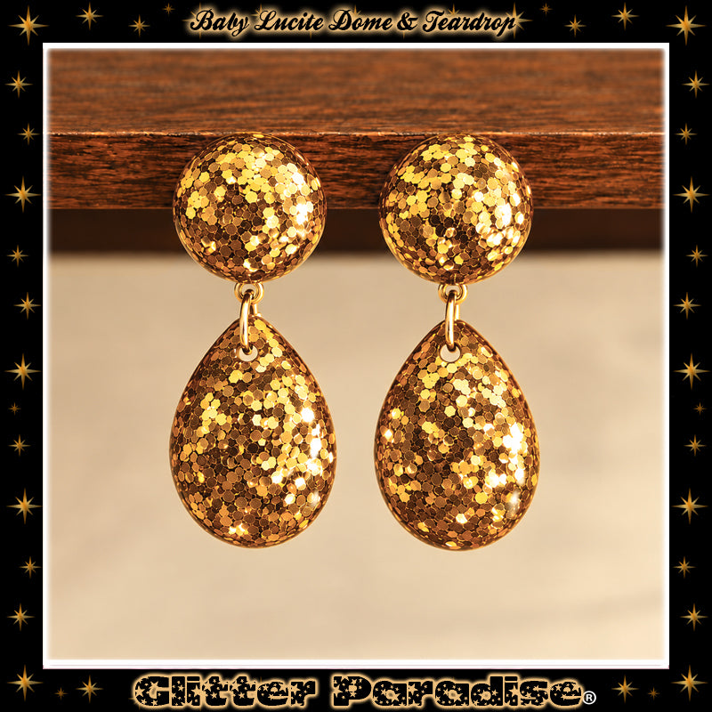 Boucles d'Oreilles : Lucite Baby Dome and Teardrop Dots